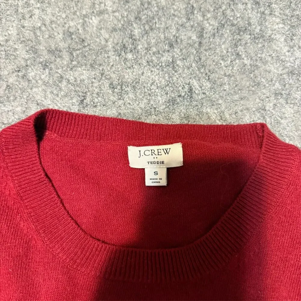 Jcrew Mens Teddie Sweater Size S Red Wool Long Sleeve Crew Neck Pullover